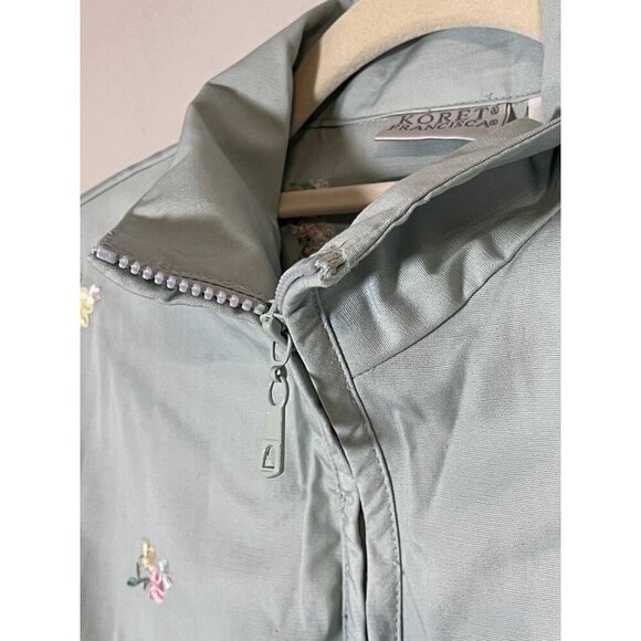 Retro Floral Embroidered Jacket M Green Preppy Retro Pastel 90s Casual Cottage - Picture 6 of 12
